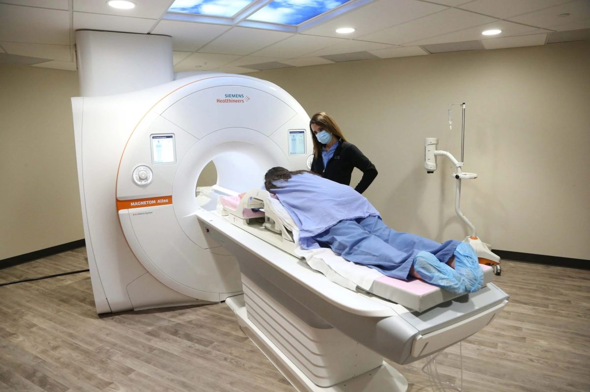 What does MRI show on breast?
